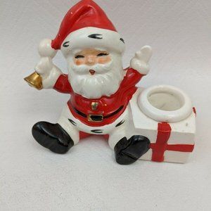 Vintage Santa  Candle Holder Christmas xmas Cerami